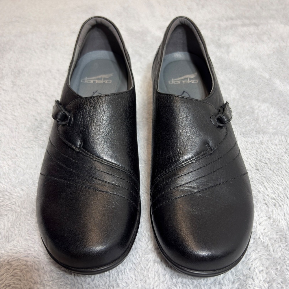Dansko Loafers Women Size 9.5-10 Black Leather Stitched Slip On Comfort Shoes